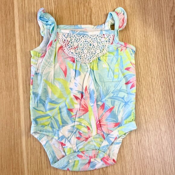 Carters Sleeveless One Piece Tropical Floral Romper for Baby 3M Cotton - Picture 7 of 7
